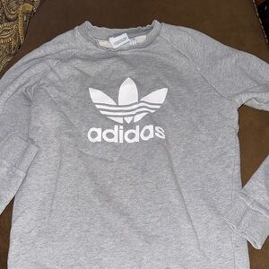 adidas Gray Crewneck with White Trefoil Logo